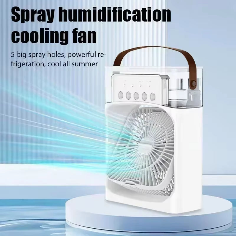 3 in 1 Ice Fan Air Conditioner Household Small Air Cooler LED Night Light Portable Humidifier Air Adjustment Fan Office Home Fan